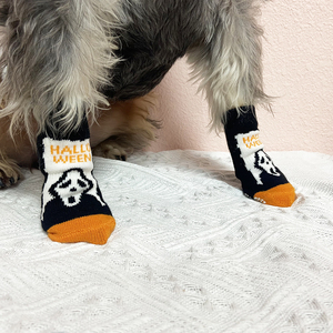 Vente en gros de chaussures confortables en coton pour Halloween, chaussures de <span class=keywords><strong>Protection</strong></span> des pattes de <span class=keywords><strong>chien</strong></span>, chaussettes mignonnes antidérapantes de dessin animé - Product Image 1