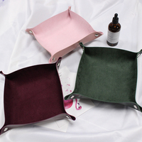 Plateau pliable en cuir PU avec boutons-pression, plateau de rangement décoratif, organisateur de bureau multifonctionnel pour clés et bijoux