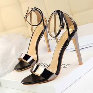 Fashion Ultra High Heels Ladies Shoes with Patent Leather <strong>Open</strong> Toe Word Belt <strong>Sandals</strong> for Summer Sexy Nightclub - Product Image 5