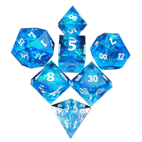 Dés à jouer Feeron Dungeons & Dragons D20 en acrylique, peints à la main, écologiques, 7 pièces, avec des bords tranchants pour un jeu optimal