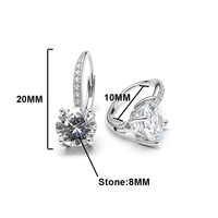 Boucles d'oreilles pendantes en argent sterling 925 avec zircone cubique ronde, sertissage à 4 griffes, pierres latérales pavées, bijoux fins pour femme, mariage, personnalisables