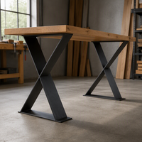 Pieds de table en métal noir en forme de X, robustes, pour support de meubles, base de table