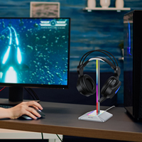 Support pour casque de jeu New Bee NB-Z8 noir rose blanc RGB, support pour écouteurs avec lampe RGB, support pour casque de bureau PC avec chargeur USB