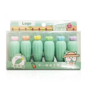 6 couleurs Mini Fluorescent Surligneur Stylo Set Carotte Maïs Cactus Design pour Art <span class=keywords><strong>Dessin</strong></span> Doodling Marquage Plat <span class=keywords><strong>Kawaii</strong></span> <span class=keywords><strong>Kawaii</strong></span> - Product Image 1