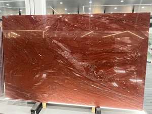 प्राकृतिक बोरडेक्स लाल संगमरमर का बड़ा स्लैब जिसमें सोने की नसों के साथ उच्च अंत प्रकाश लक्जरी सजावट पत्थर - Product Image 2