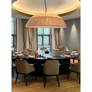 Modern Chinese Style Chandelier Round White Led <b>Light</b> 50cm 60cm 80cm Diameter Zen Design For <b>Dining</b> Room Living Room - Product Image 4