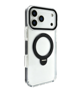 Coque de téléphone transparente de luxe en PC+TPU électroplaqué, style urbain, avec anneau rotatif à 360 degrés et béquille antichoc