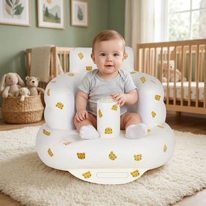 Sofá Inflable para Bebés de <span class=keywords><strong>3</strong></span>+ Meses con Barrera y Bomba de Aire Integrada para Dormitorio, Sala de Estar, Viajes, Camping, Diseño de Tigre - Product Image 1