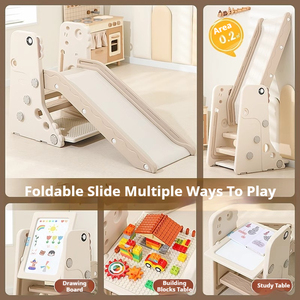 Toboggan 4 en 1 en plastique pour bébé avec toboggans, jouets de dessin, blocs de construction, <span class=keywords><strong>table</strong></span> d'étude, toboggan, intérieur - Product Image 2