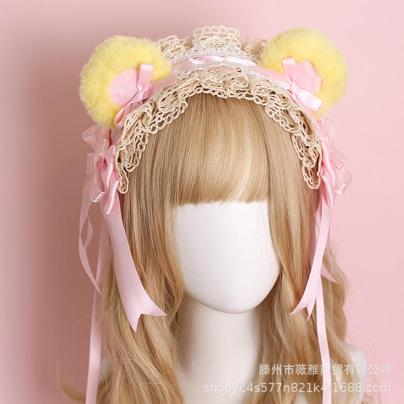 soft cute bear ear hair band-light pink