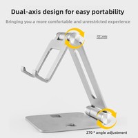 270 °   Support de téléphone portable en alliage d'aluminium portable avec réglage d'angle, coussinet en silicone antidérapant, logo personnalisé, pour téléphone et tablette