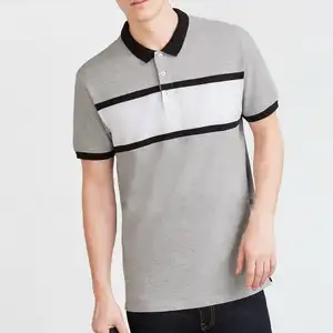 Streetwear Supplier Color combination custom design mens polo collar striped t shirt