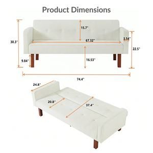 Trung Quốc Có Thể Gập Lại 4 Chỗ Ngồi Độc Đáo Màu Be Da Ngủ Cơ Chế Futon Mở Để Giường Chuyển Đổi Chần Sofa Trong Đi Bộ Đồ Nội Thất - Product Image 6