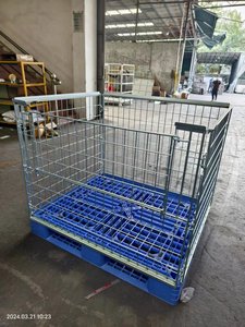 YOUGUカスタマイズ可能な工業用スタッカブルスチール収納ケージ亜鉛メッキヘビーデューティープラスチックパレット1000kg容量折りたたみ式 - Product Image 6