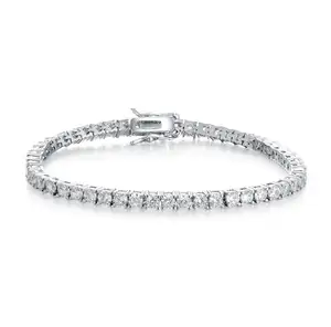 high quality jewelry 925 sterling silver 3mm 4mm 5mm round CZ rhodium plated pulsera woman tennis bracelet