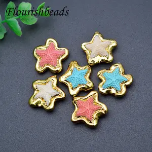 Liwan Plaza Wholesale Jewelry Anti Fading 18k Gold Plated Multi Color Resin Star Loose Beads for DIY Jewelry