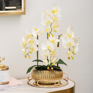 Piante di Orchidee in Vaso di Alta Qualità Direttamente dalla Fabbrica, Fiori Artificiali di Orchidea con Stampa 3D e Tocco Naturale in PU con Vaso Dorato - Product Image 5