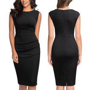Nuovo Design Elegante Abito Estivo da Donna con Scollo a O Senza Maniche, Logo Frontale Lavorato a Maglia, Gonna a Trapezio, per Ufficio e Carriera - Product Image 2