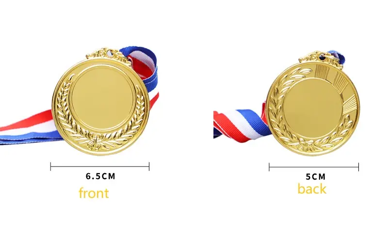 Boş altın madalyalar madalya spor Metal özel ödülü 3D Metal baskı jimnastik hediye okul şirketi maraton CompetitionAward 6.5cm