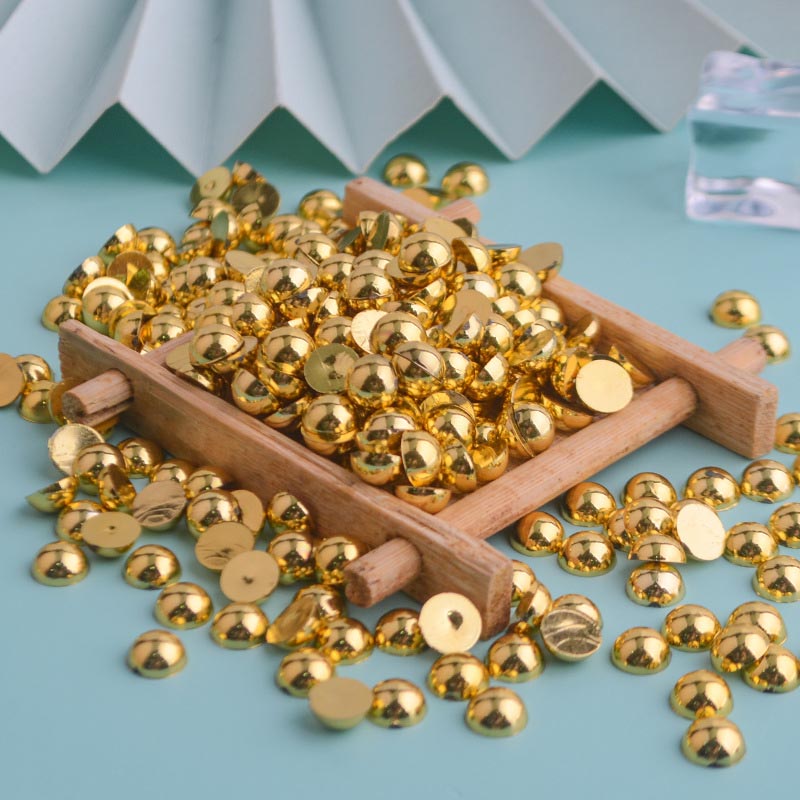 Diy Handmade Material Plastic Bulk Pearl Half Gold Silver Plated Bead Nail Ornament Shoes Bag Craft Decorative Loose Beads Pearl