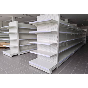 Rak Gondola Logam Supermarket Model Ringan dan Material Metalik untuk Perlengkapan Toko, Rak Supermarket Logam Dua Sisi - Product Image 1
