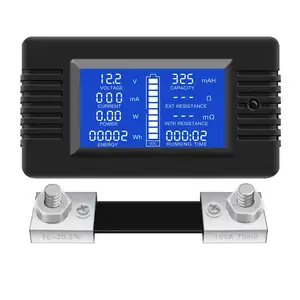 Medidor de bateria multifuncional, monitor de bateria PZEM-015 dc 0-200v 0-100a display lcd digital tensão atual medidor de energia solar multímetro