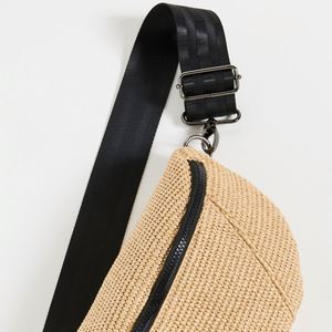 Custom Beige Straw <b>Lightweight</b> Crossbody Sling <b>Bag</b> Unisex Fanny Packs <b>Beach</b> Chest Bum <b>Bag</b> Sling Purse Zip Pockets Outdoor <b>Bag</b> - Product Image 5