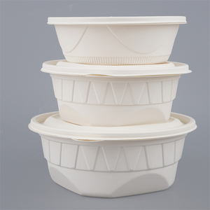 Eco Friendly Dinnerware Microwave Biodegradable Takeaway Disposable Corn Starch Salad Bowls with Lid