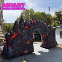 Arche gonflable géante Dragon squelette à trois têtes avec fissures de lave