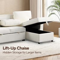Chenille 2-in-1 Schlafsofa mit Ausziehfunktion und Stauraum, Chaiselongue, L-förmige Couch mit USB-Anschlüssen und Getränkehaltern, 3-Sitzer