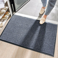 Tapis de sol carré moderne à double rayure, simple, pour entrées de portes, hôtels, entrées de maisons, en PVC antidérapant, pour hall d'entrée