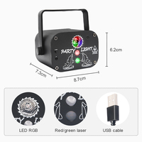 Luz de Discoteca Portátil USB Recargable con Láser Activado por Sonido, 60 Tipos de Patrones Láser para Bodas y DJ