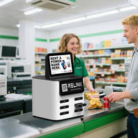 Station de recharge de batteries externes à 6 emplacements Relink avec plusieurs ports USB pour distributeurs automatiques et services de partage
