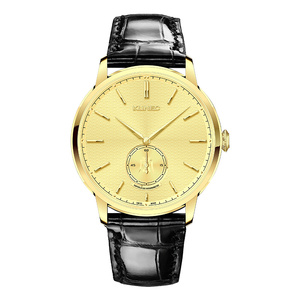 Reloj de pulsera para hombre, mecánico, de cuerda manual, con logotipo personalizado OEM, piel de cocodrilo, ETA7001, estilo vintage, caja dorada simple de 40 mm, relojes de negocios - Product Image 1