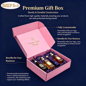 Boîte cadeau pour mini bouteille d'<span class=keywords><strong>alcool</strong></span> avec logo personnalisé rose, boîte d'expédition en carton ondulé pour <span class=keywords><strong>coffret</strong></span> de <span class=keywords><strong>dégustation</strong></span> de vin et emballage de cadeaux d'entreprise - Product Image 2