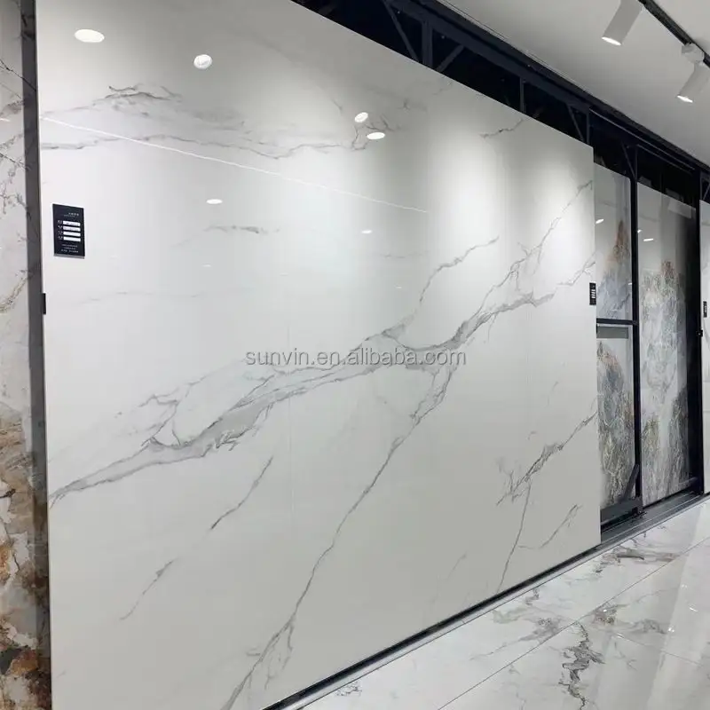 Grande lastra 1200x2400 formato parete in pietra sinterizzata piastrelle in marmo bianco pavimento in gres porcellanato piastrelle grandi lastre per pavimento