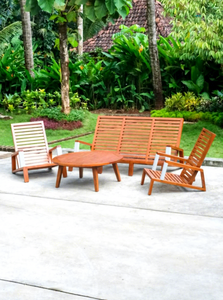 Chaise longue de jardin en teck d'extérieur, fauteuil en bois à lattes pour patio, mobilier de balcon pour hôtel et complexe hôtelier - Product Image 4
