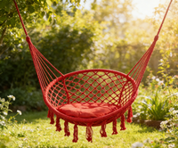 Fauteuil hamac en macramé moderne et portable en tissu doux avec petit coussin de dossier, capacité 120 kg, mobilier d'extérieur