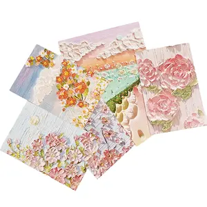 Carte postale de style effet plat fleur rose