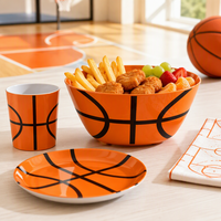 Bol en mélamine de 6 pouces, thème basket-ball, vaisselle pour bar sportif, événement, service de collations