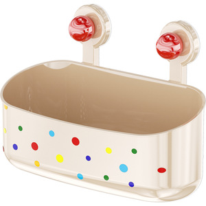 Yimijia Suction Cup Storage Rack Oval 1 Layer Durable Bathroom Cosmetic Organizer Wall Mount - Product Image 5