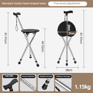 Tongkat terapi fisik stabil, peralatan terapi fisik tidak licin dapat disesuaikan berjalan, kruk aluminium dengan tongkat lipat tempat duduk - Product Image 2