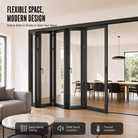 Porte pliante en alliage d'aluminium à double vitrage et surface finie pour projets intérieurs de cloisons flexibles