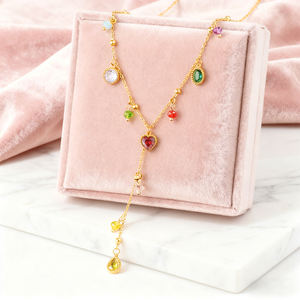 Fatingna Polyvalent Simple Femmes En Acier Inoxydable Pendentif Collier Goutte D'eau Géométrique Couleur pour Doux Amour Bijoux - Product Image 1