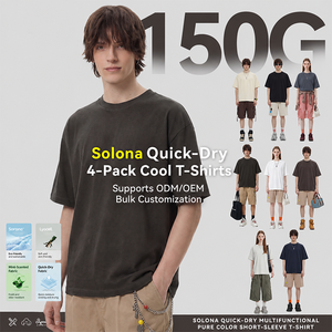 เสื้อยืดแขนสั้นคอกลมสีพื้น รุ่นซอลอน่า ซัมเมอร์ใหม่ แห้งเร็ว เย็นสบาย ต้านเชื้อแบคทีเรีย ผสมมิ้นท์ น้ำหนักเบา 150 กรัม แบบเปิดไหล่ - Product Image 2