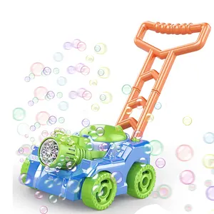 新款夏季玩具电动泡泡机制皂机鼓风机推车罐泡泡草割草机