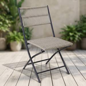 Chaise pliante en rotin contemporaine tendance avec structure en acier pour l'extérieur et le jardin - Product Image 6
