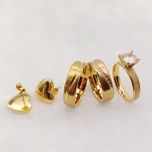 The Highest Grade Ring Jewelry Stud Earrings Rings Women 18k Gold Plated Wedding Band Bridal Engagement Rings Sets