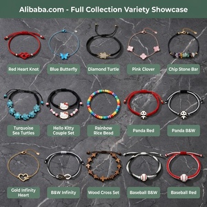 Bracelet <span class=keywords><strong>Macramé</strong></span> Fait Main avec Breloques – Plus de 15 Motifs : Papillon, Tortue, Panda, Trèfle, Baseball, Infini – Réglable, Cadeau d'Amitié, OEM - Product Image 1
