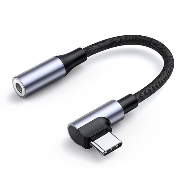 USB C to 3.5mm Audio Cable Elbow Type PVC Jacket Headphone Jack Adapter USB C to 3.5mm Headphone Adapter